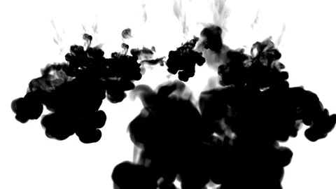 A lot of black ink flows on white moving in slow motion, ink or smoke inject Stock Footage