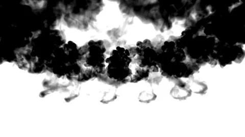A lot of black ink flows on white moving in slow motion, ink or smoke inject Stock Footage