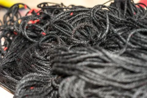 A lot of black thread Stock Photos