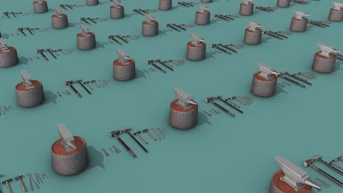 A lot of Blacksmith Tools in a row Video stock 154846750