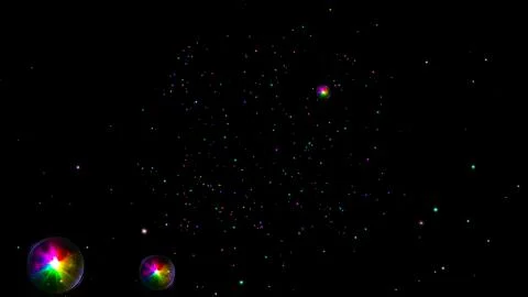 A lot of bright, multi-colored bubbles soar into the sky Stock Photos