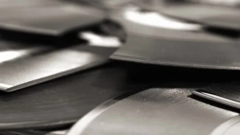 A lot of broken old vinyl discs Stock Footage 267402026