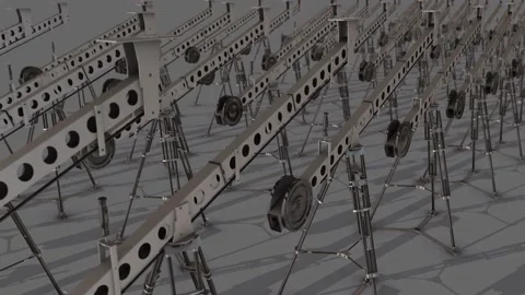 A lot of camera cranes in a row 4k Stock Footage 150402126