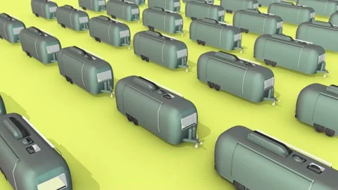 A lot of Caravan in a row Stock Footage 154846441