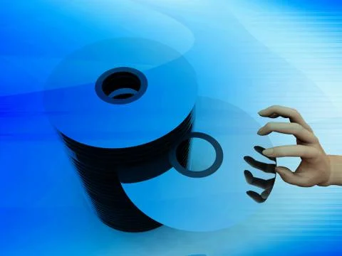 A Lot Of CD's Or DVD's Stock Illustration