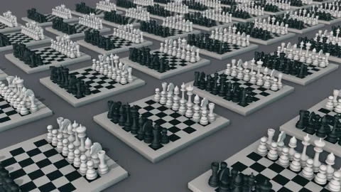A lot of Chess Board in a row Stock Footage 154847030