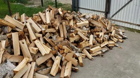 A lot of chopped wood Stock Footage 253256137