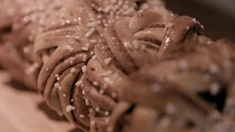 Lot of cinnamon buns in the cafe Stock Footage 78031341