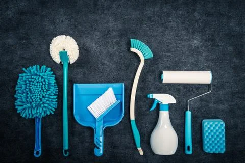A lot of cleaning tools Stock Photos