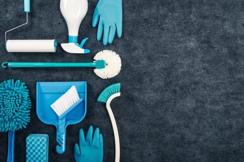 A lot of cleaning tools Stock Photos