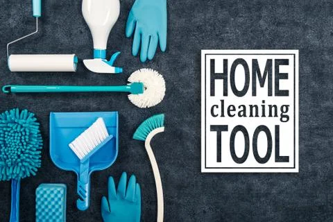A lot of cleaning tools Stock Photos