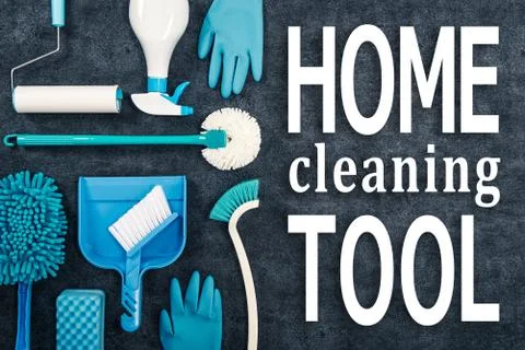 A lot of cleaning tools Stock Photos