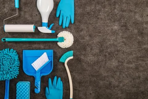 A lot of cleaning tools Stock Photos