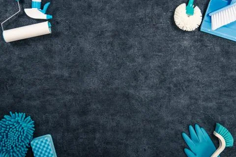 A lot of cleaning tools Stock Photos