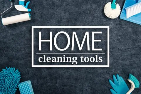 A lot of cleaning tools Stock Photos
