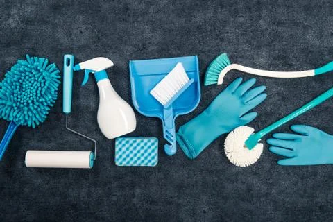 A lot of cleaning tools Stock Photos