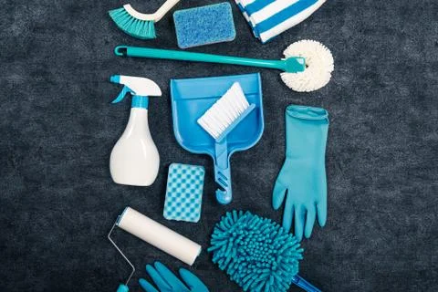 A lot of cleaning tools Stock Photos