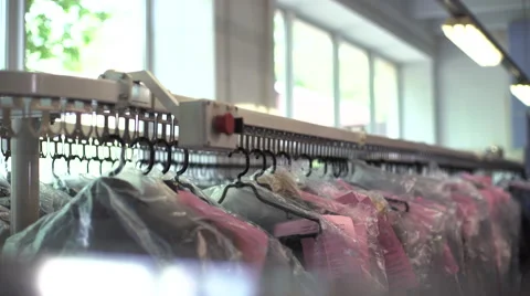 A lot of clothes in dry cleaning Stock Footage 64757246