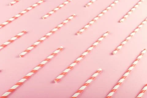 A lot of cocktail tubes. Pattern background, flat lay. Stock Photos