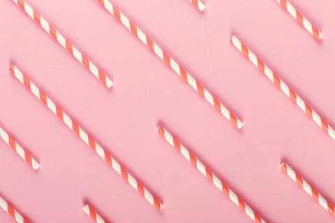 A lot of cocktail tubes. Pattern background, flat lay. Stock Photos