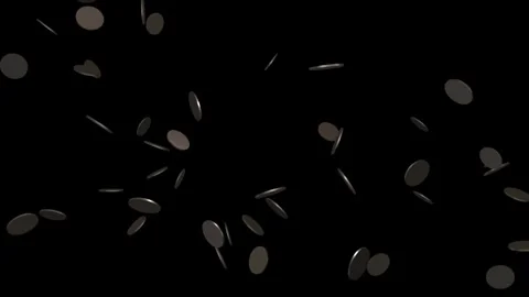 Lot of coin pop up and spin animation isolated on black background Stock-Footage 337651700