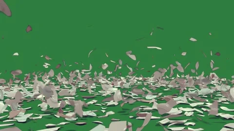 Lot of coins falling off bunch balloons many gray objects pieces paper Stock-Footage 336891324