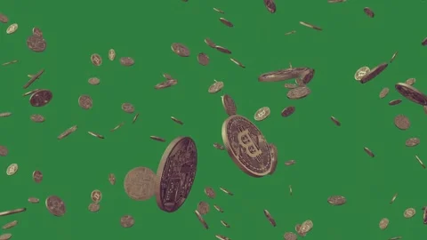 A lot of coins falling on green screen and bunch from pile down animated Vidéo 335065110