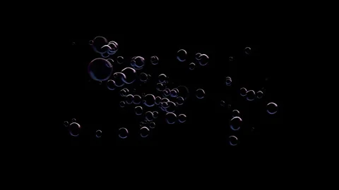 A lot of colorful Soap Bubbles floating isolated on a Black Background. Air Vídeos de archivo 249674415