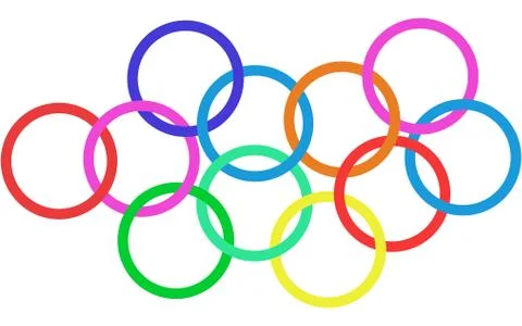 Lot of connected circles, connected rounded shapes in various colors Stock Illustration