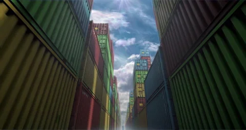 A lot of containers, looping 3D animation Video stock 153994995