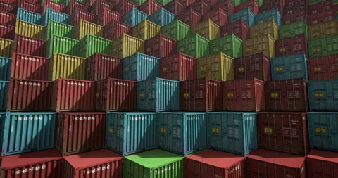 A lot of containers, looping 3D animation Stock Footage 153995910