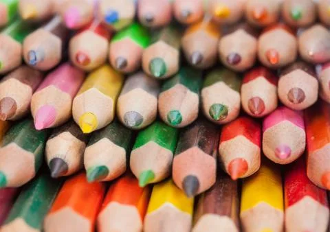 Lot of crayons colour background Stock Photos