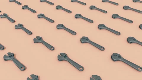 A lot of Crescent Wrench in a row Stock Footage 154846232