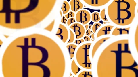 A lot of crypto coins bitcoin, technology, gold coins Vídeo Stock 162050282