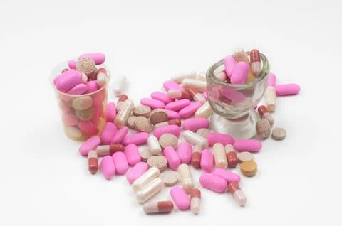 Lot of d ugs (tablets) Stock Photos