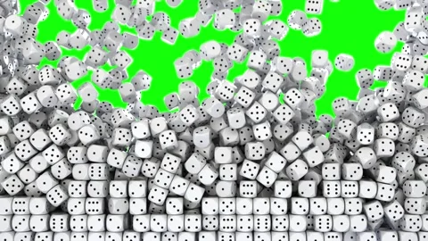 A lot of dices falling down. Casino dices drooping and stacking. Vídeo Stock 278650771