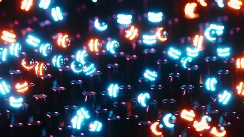 Lot of different colored lights that are on wall. Infinitely looped animation Stock Footage 257572126
