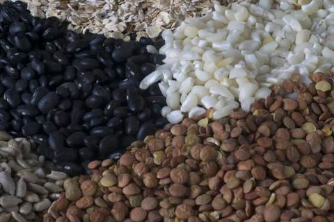 A lot of different grain on a table Stock Photos