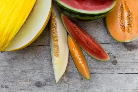 Lot of different melons 스톡 사진