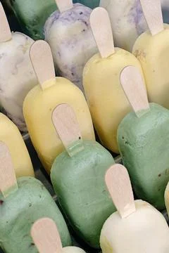 A lot of different varieties of popsicle ice cream Stock Photos