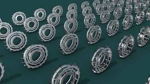 A lot of Disk milling cutter in a row Stock Footage 154846859