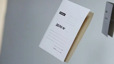 A lot of document folder rotation slow motion white background closeup for work. 스톡 동영상 123073513