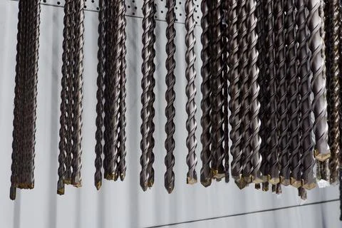 A lot of drills for construction work using a hammer drill. Stock Photos