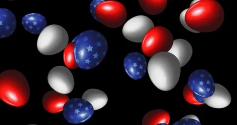 Lot of Easter eggs flying and rotate on black background Stock Footage 86076403