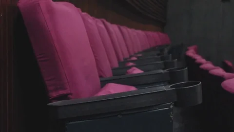 A lot of empty purple chairs Stock Footage 83553714