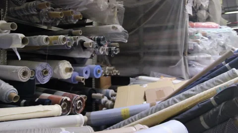 Lot of fabric's rolls Video stock 44720357