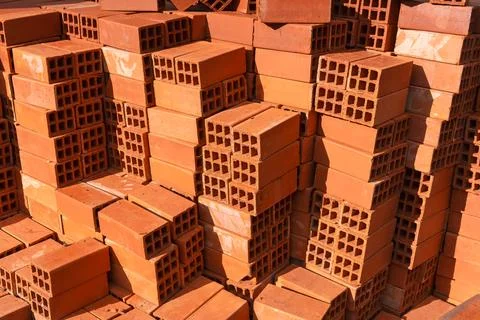 Lot of fired clay bricks Stock Photos