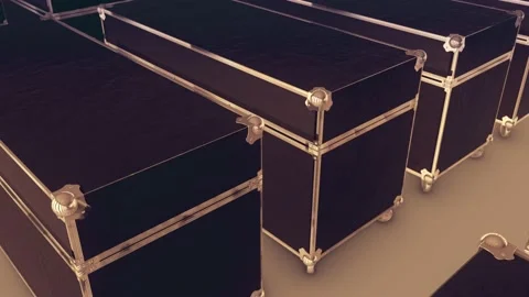 A lot of flight cases in a row 4k Stock Footage 150401864