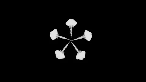 A lot of flows forming ring, ink inject is isolated on white in slow motion Stock Footage