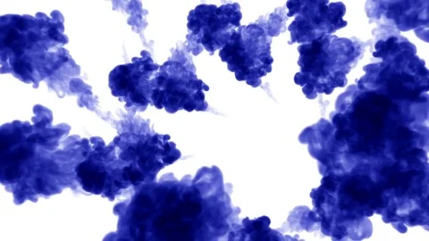 A lot of flows of isolated blue ink injects. Color swirls in water , shot in Stock Footage